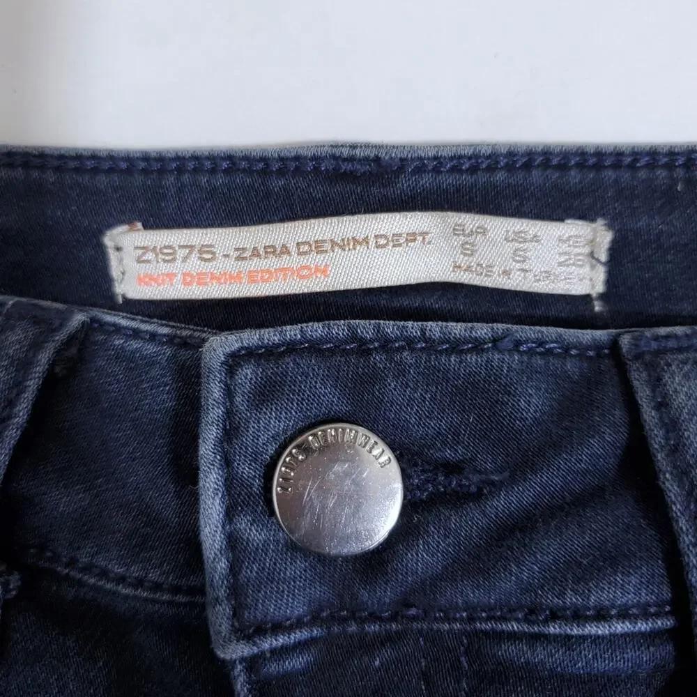 Zara | Knit Denim Stretchy Dark Blue Jean Skirt